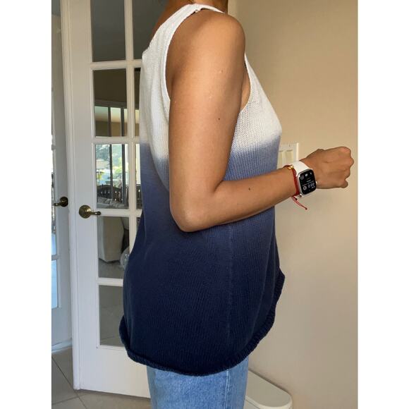 CAbi Twilight Blue Gray Ombre Sweater Knit Hi-Low Tank Top Size M - Picture 9 of 9